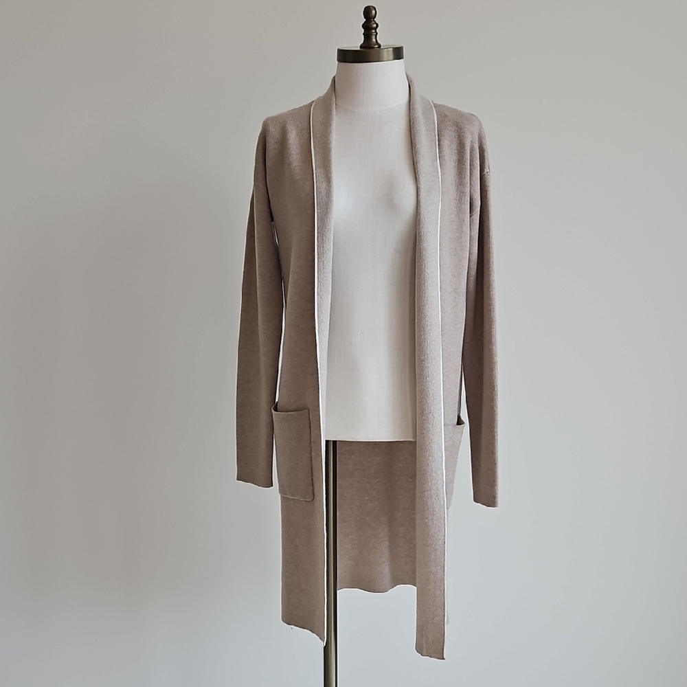 RW+Co Elegant Beige Long Cardigan